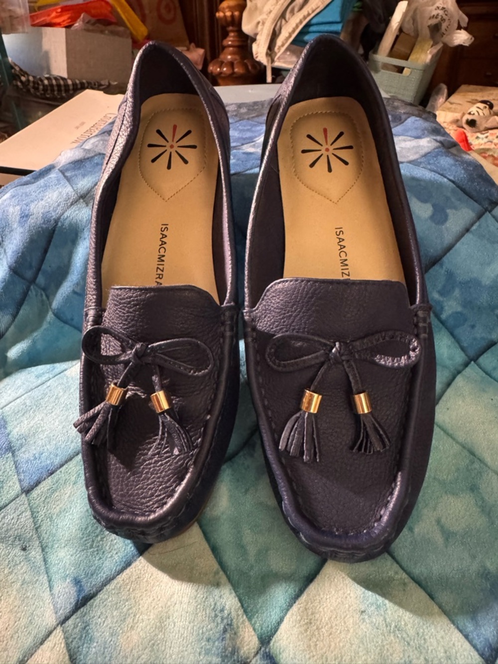 Isaac Mizrahi Navy Blue Tassel Loafers